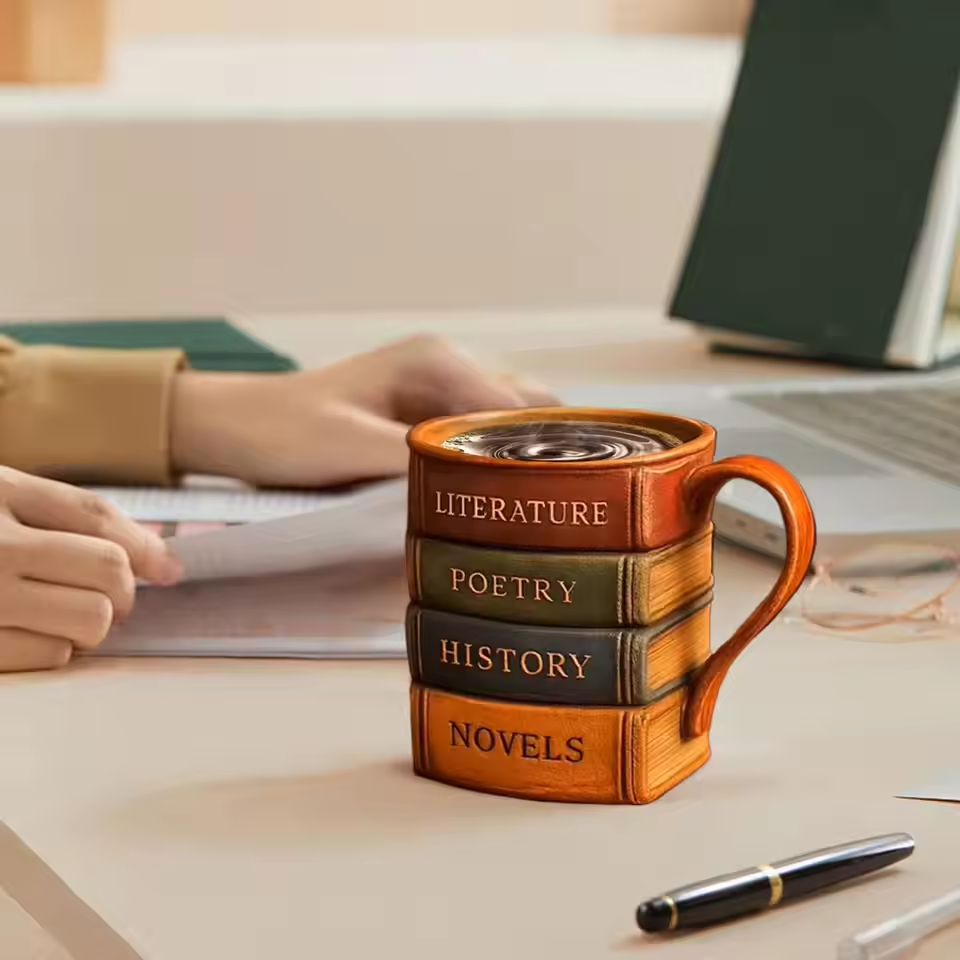Book Lovers Paradise – Handmade 3D Library Coffee Mug
