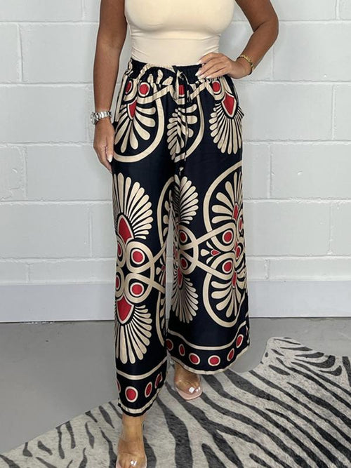 Sally | Trendy Printed Satin Track Pants
